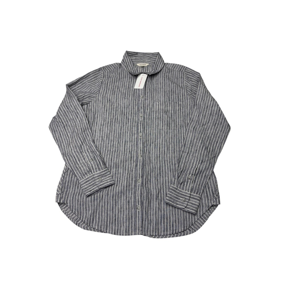 Lucky Brand Blue White Striped Button Down Shirt Womens Medium 7W44731